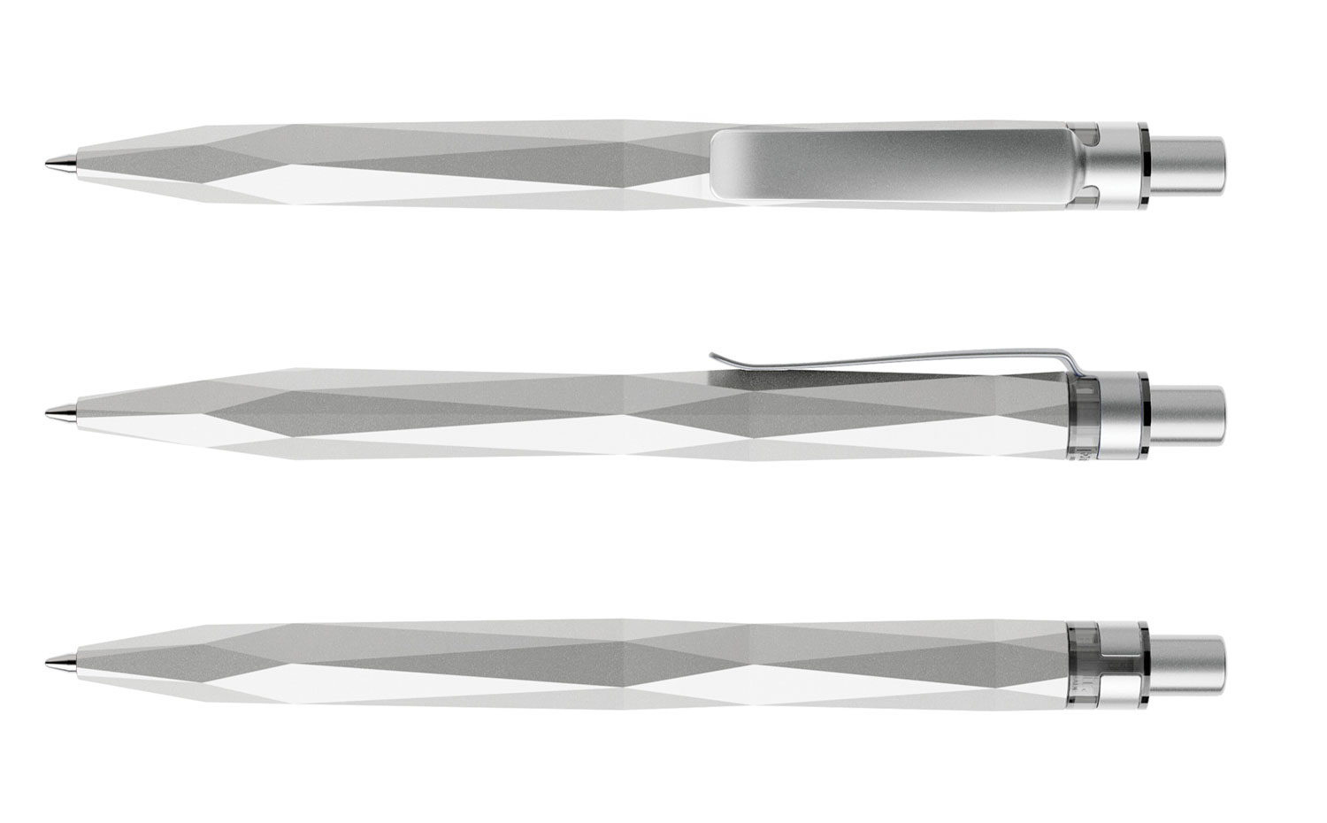 Prodir Kugelschreiber QS20 PQS Q70 S70 Silber Stone Metall-Clip Silber