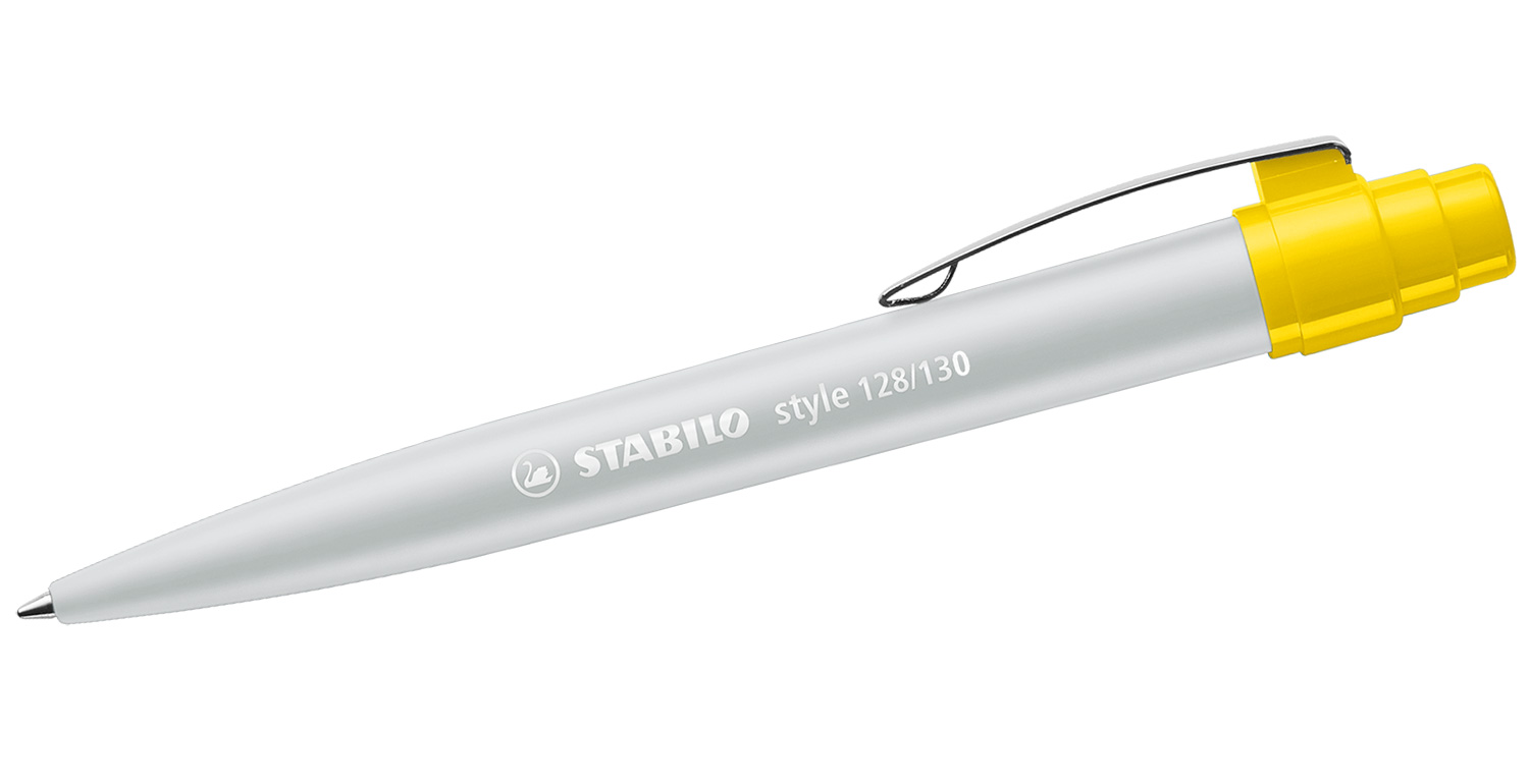 STABILO Kugelschreiber style mit Metallclip Grau-Gelb