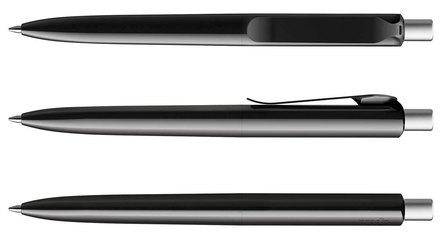 Prodir Kugelschreiber DS8 PSP P75 S80 Schwarz Poliert Metall-Clip Schwarz
