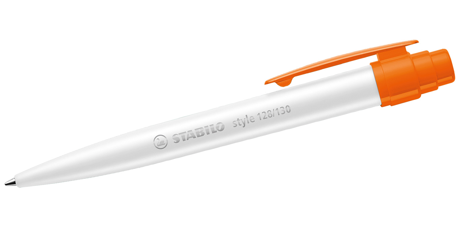 STABILO Kugelschreiber style mit Kunststoffclip Weiß-Orange