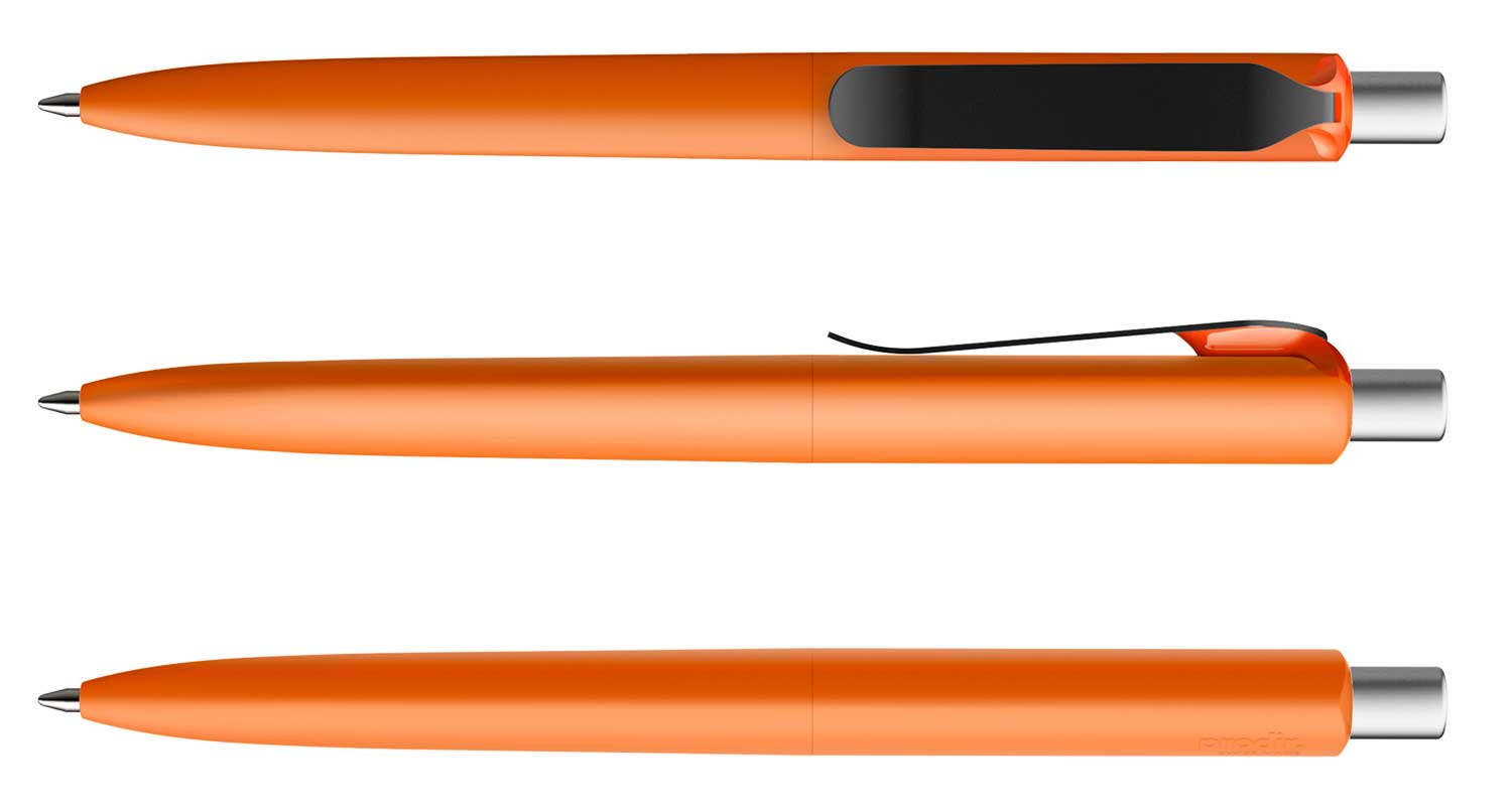 Prodir Kugelschreiber DS8 PSR R10 S80 Orange Soft-Touch Metall-Clip Schwarz
