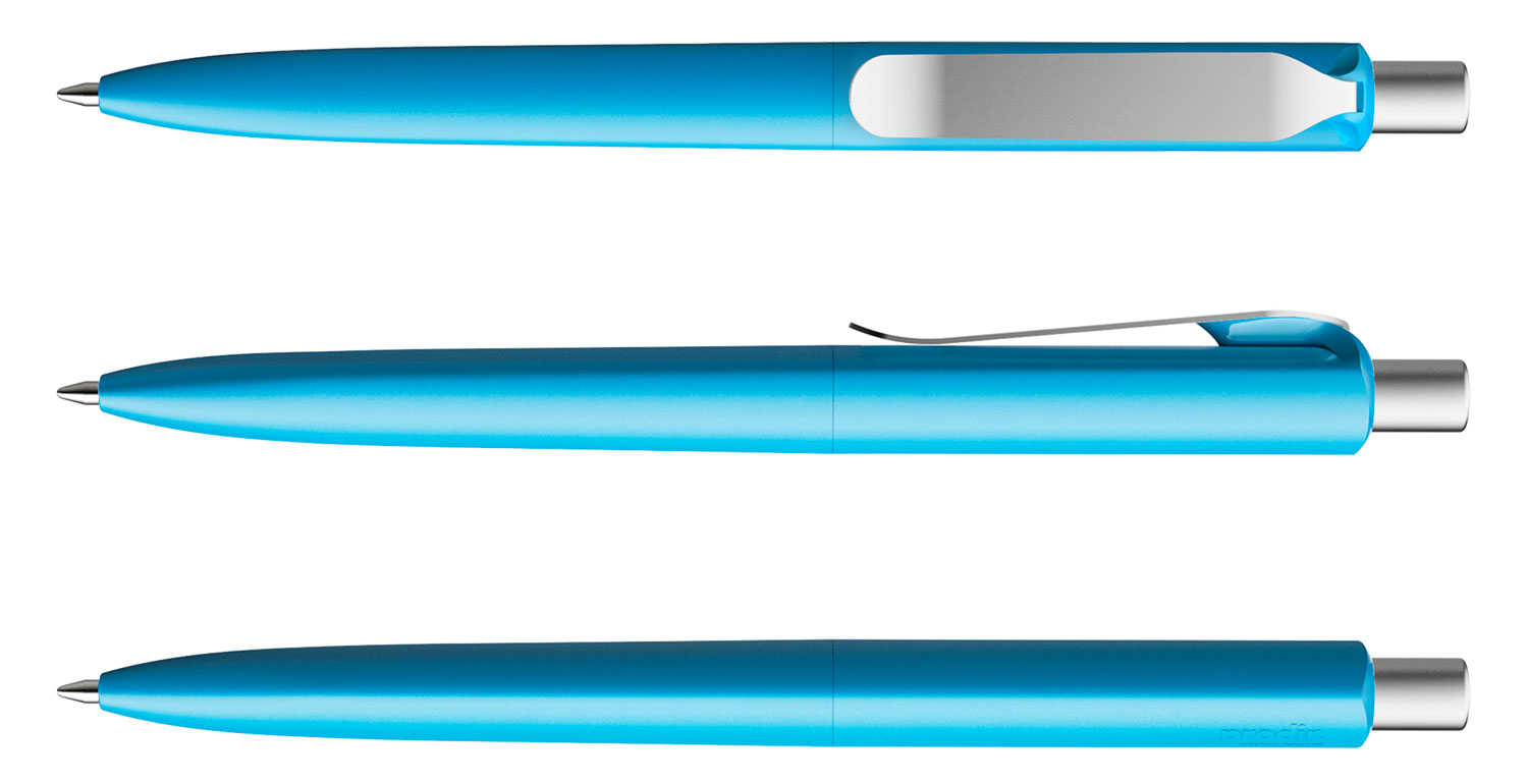 Prodir Kugelschreiber DS8 PSM M58 S70 Cyanblau Matt Metall-Clip Silber