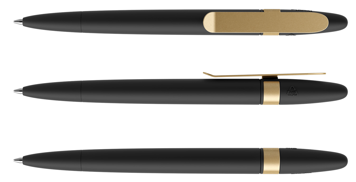 Prodir Kugelschreiber DS5 TSR R75 S13 Schwarz Soft-Touch Metall-Clip Gold