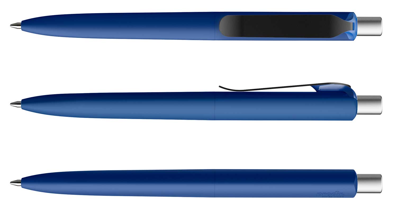 Prodir Kugelschreiber DS8 PSR R50 S80 Classic Blau Soft-Touch Metall-Clip Schwarz