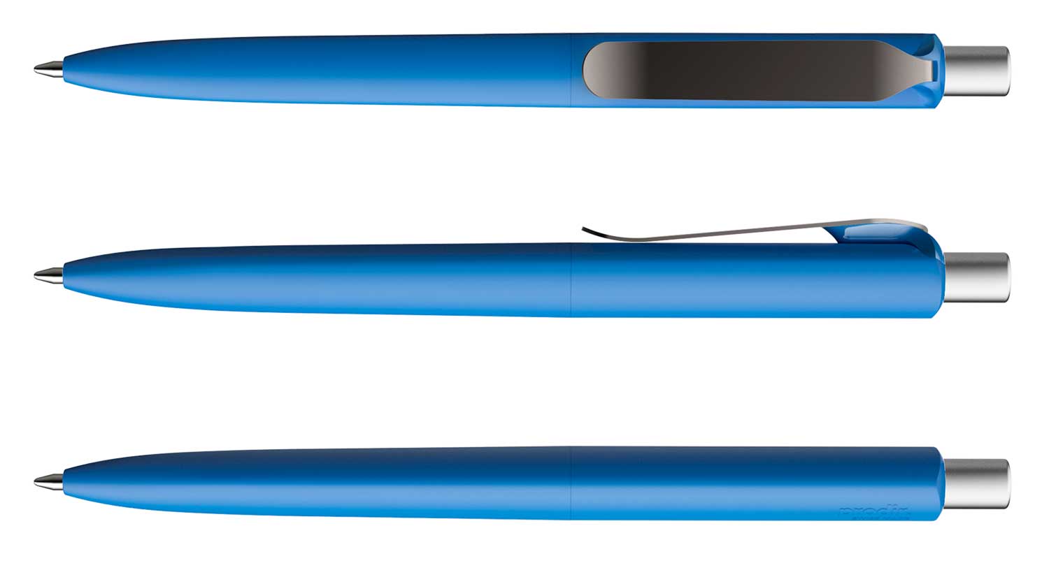 Prodir Kugelschreiber DS8 PSR R54 S75 Blau Soft-Touch Metall-Clip Graphit
