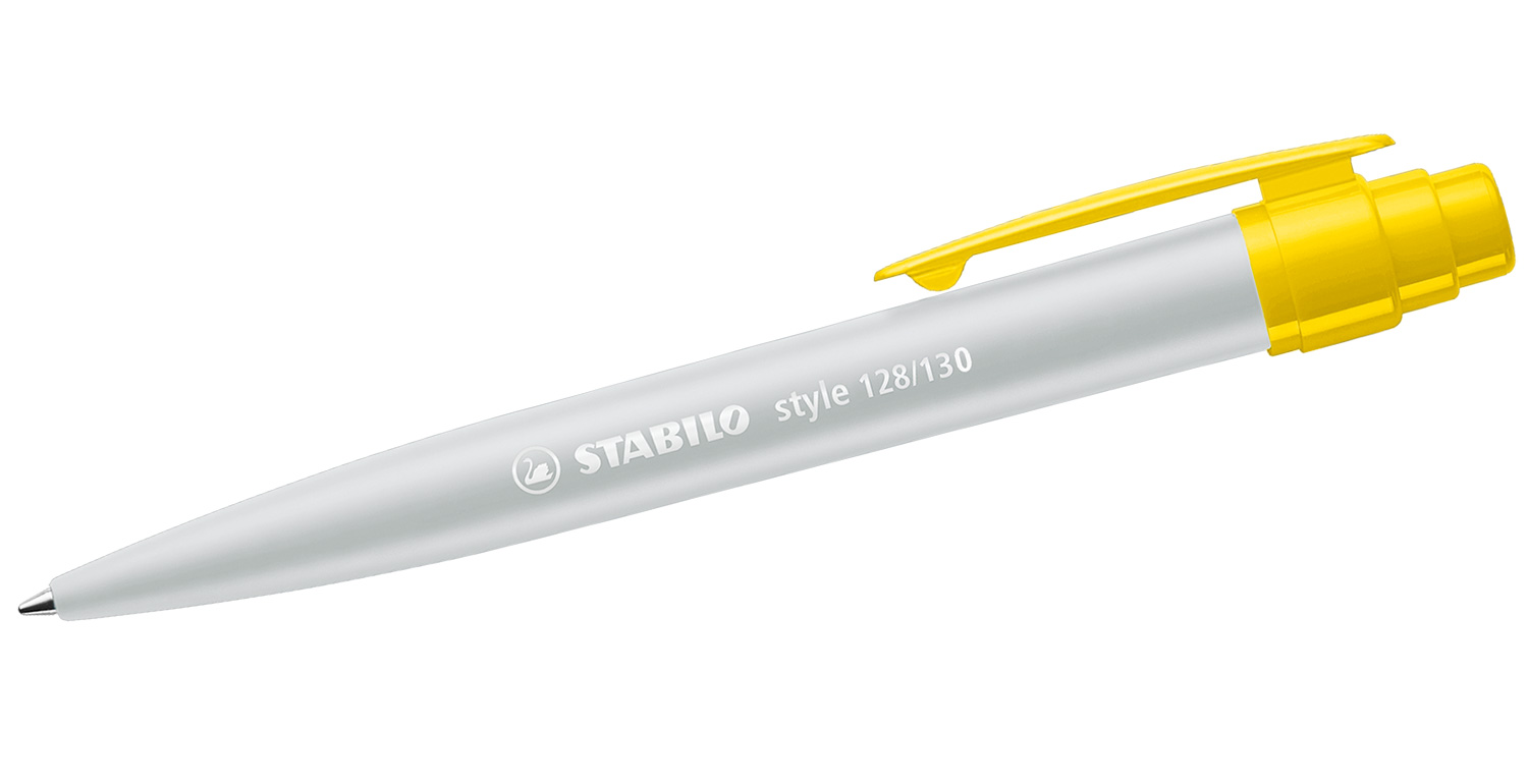 STABILO Kugelschreiber style mit Kunststoffclip Grau-Gelb