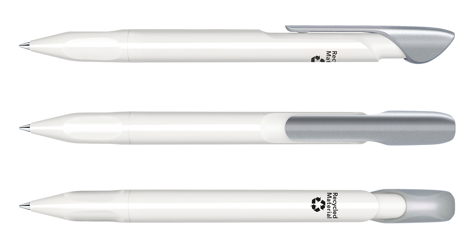 Senator Kugelschreiber Evoxx Recycled LC Weiß-Silber Poliert