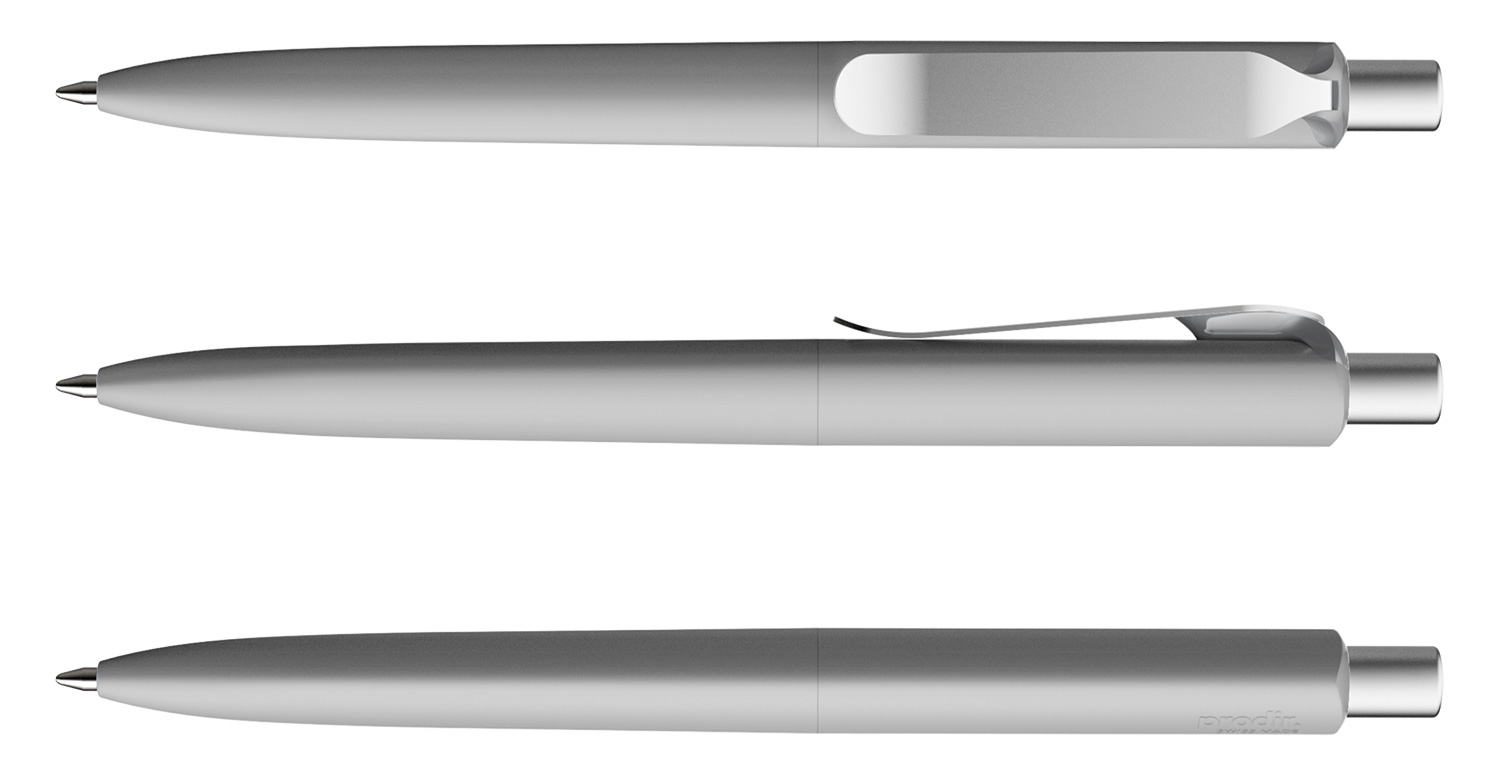 Prodir Kugelschreiber DS8 PSR R70 S70 Grau Soft-Touch Metall-Clip Silber