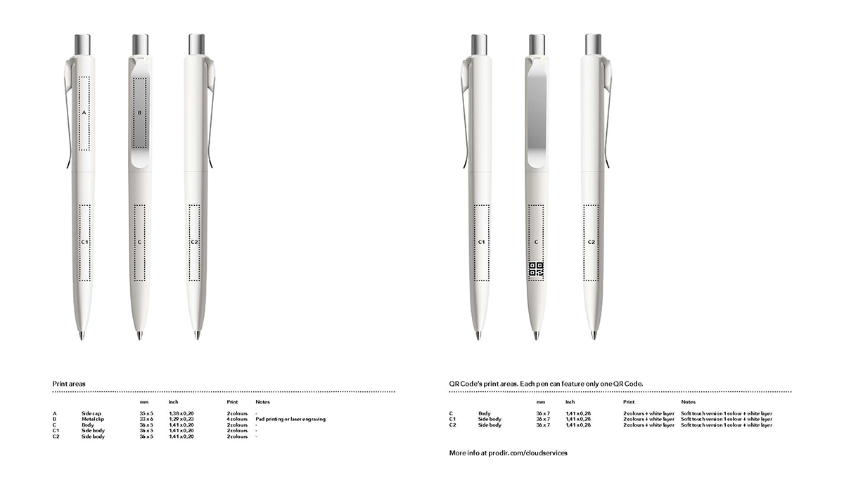 Prodir DS8 Metall-Clip Druckflächen